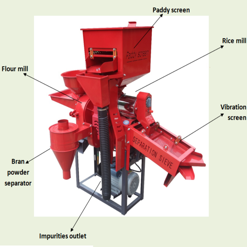 Rice milling machine complete set combined 4 in 1 High power motor Multifunction Rice Mill can process rice wheat corn etc