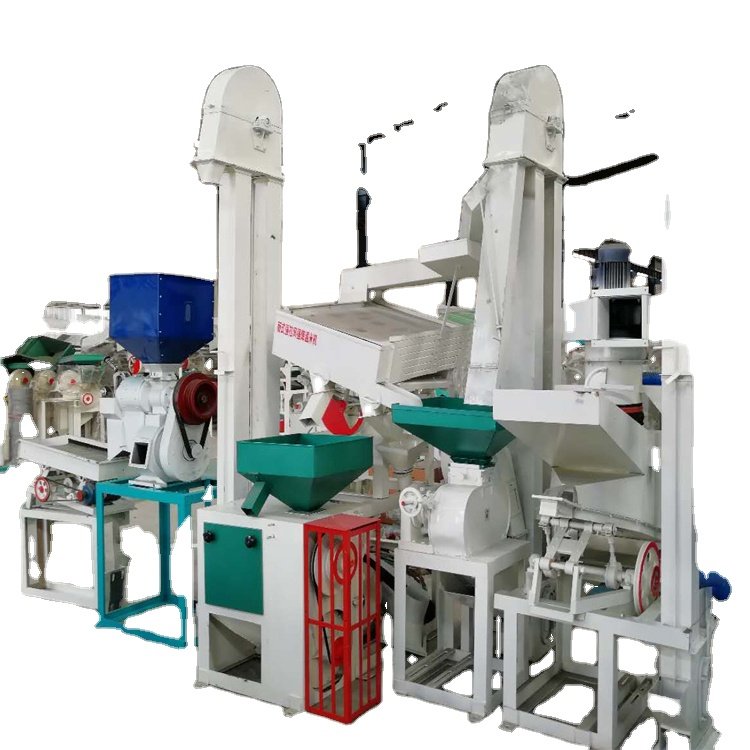 Combined rice miller with rice huller and polisher for sale and packing machine 5-50kg/bag