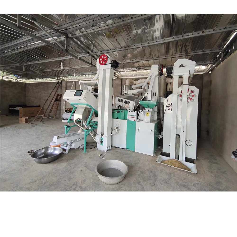 Combined rice miller with rice huller and polisher for sale and packing machine 5-50kg/bag
