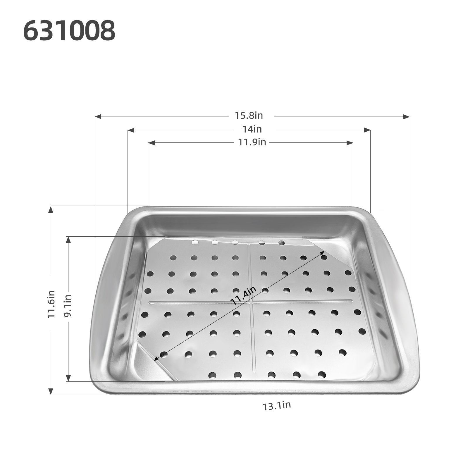 Sheet Metal Fabrication Rang Oven Pan Aluminum Broiler and Bake Pan 16 inch Big Capacity With Insert 12 inch X 9 inch