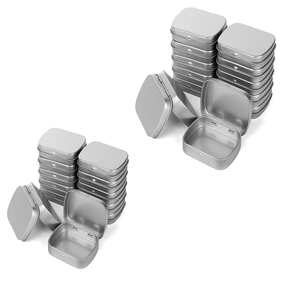 Custom Sheet Metal Fabrication Parts Metal Rectangular Hinged Tins Mini Portable Box Containers Small Empty Storage Tins