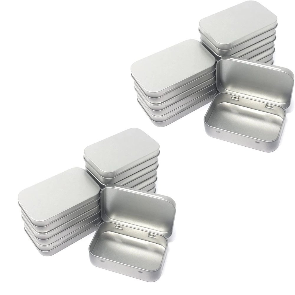 Custom Sheet Metal Fabrication Parts Metal Rectangular Hinged Tins Mini Portable Box Containers Small Empty Storage Tins