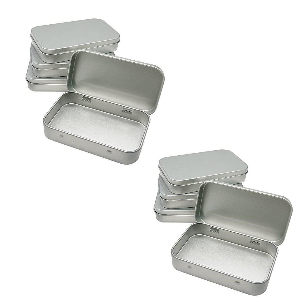 Custom Sheet Metal Fabrication Parts Metal Rectangular Hinged Tins Mini Portable Box Containers Small Empty Storage Tins