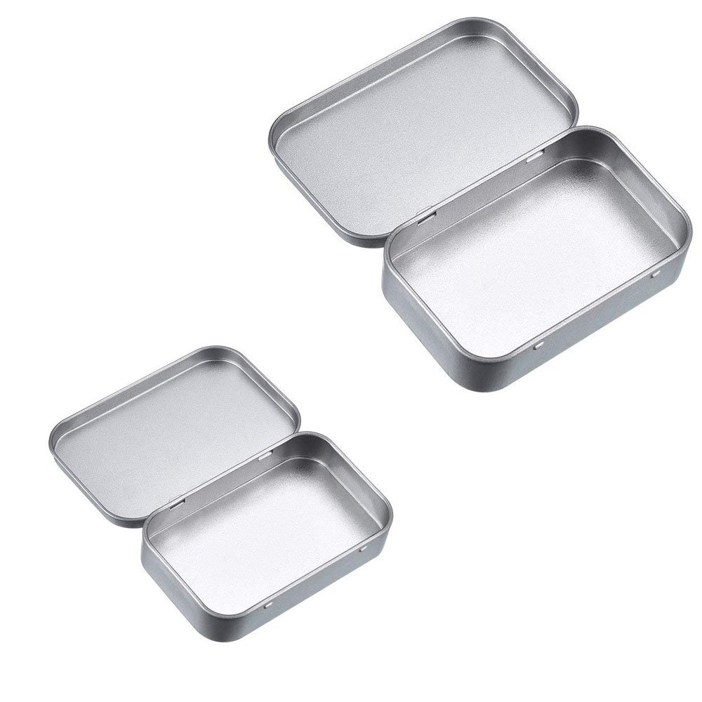 Custom Sheet Metal Fabrication Parts Metal Rectangular Hinged Tins Mini Portable Box Containers Small Empty Storage Tins