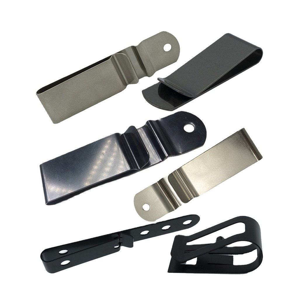 OEM 12mm Flat Belt Clip Stainless Steel Sheet Metal Fabrication with Metal Stamping CNC Machining for Wallet Money Clips Parts