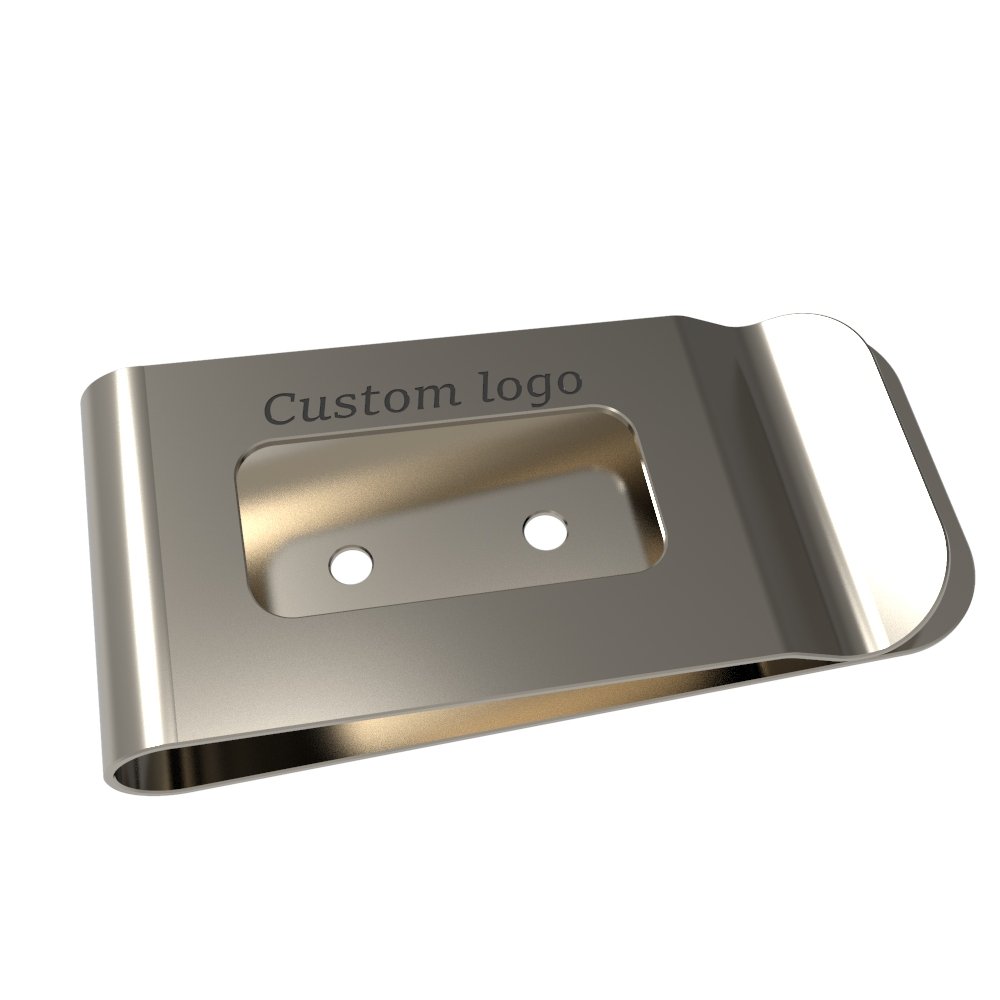 OEM 12mm Flat Belt Clip Stainless Steel Sheet Metal Fabrication with Metal Stamping CNC Machining for Wallet Money Clips Parts