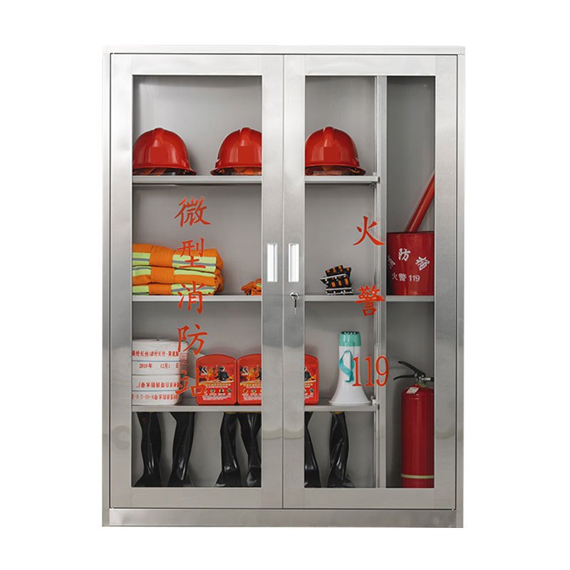 School Fire Prevention Equipment Display Cabinet Stainless Steel Fire Box Sheet Metal Fabrication Mall Fire Equipment Display