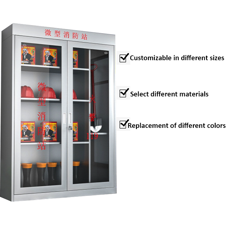 School Fire Prevention Equipment Display Cabinet Stainless Steel Fire Box Sheet Metal Fabrication Mall Fire Equipment Display