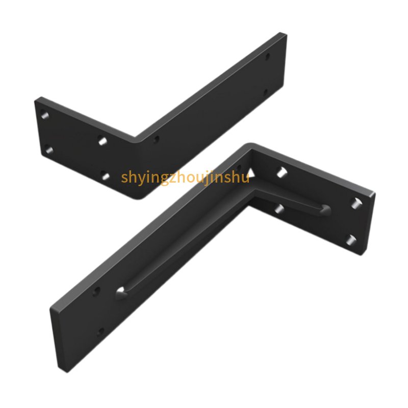 Custom black powder coated sheet metal bracket fabrication parts laser cutting bending welding service