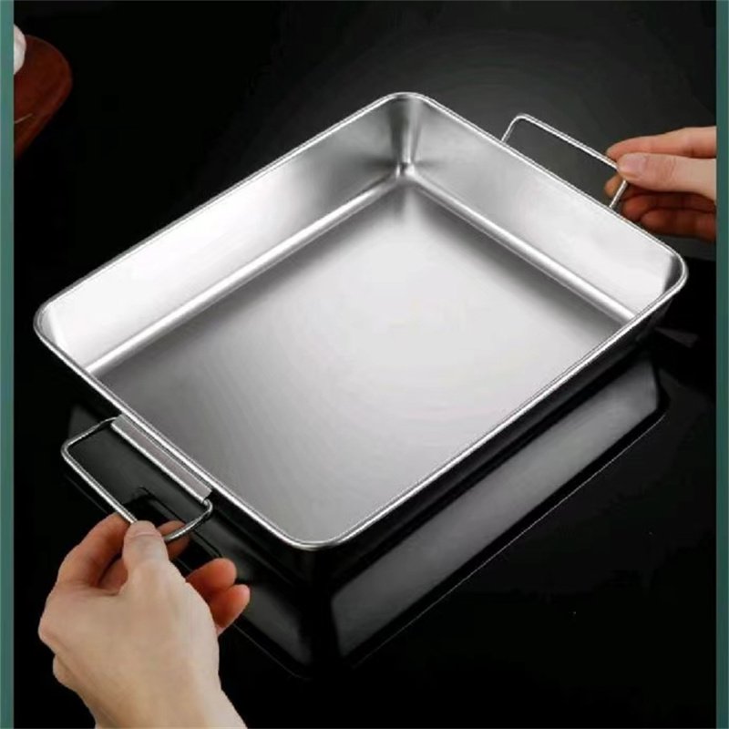 Manufacturer 304 stainless steel baking serving oven tray customized food grade perforated metal bakeware pan aluminum tray