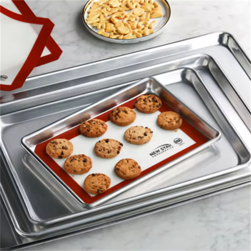 Manufacturer 304 stainless steel baking serving oven tray customized food grade perforated metal bakeware pan aluminum tray