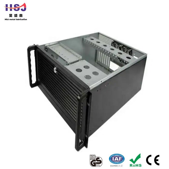 HSJ Factory custom sheet metal work fabrication case shell shaped metal shelf bracket stamping stainless steel welding bracket