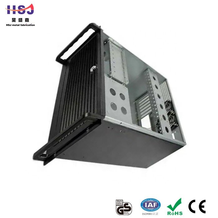 HSJ Factory custom sheet metal work fabrication case shell shaped metal shelf bracket stamping stainless steel welding bracket