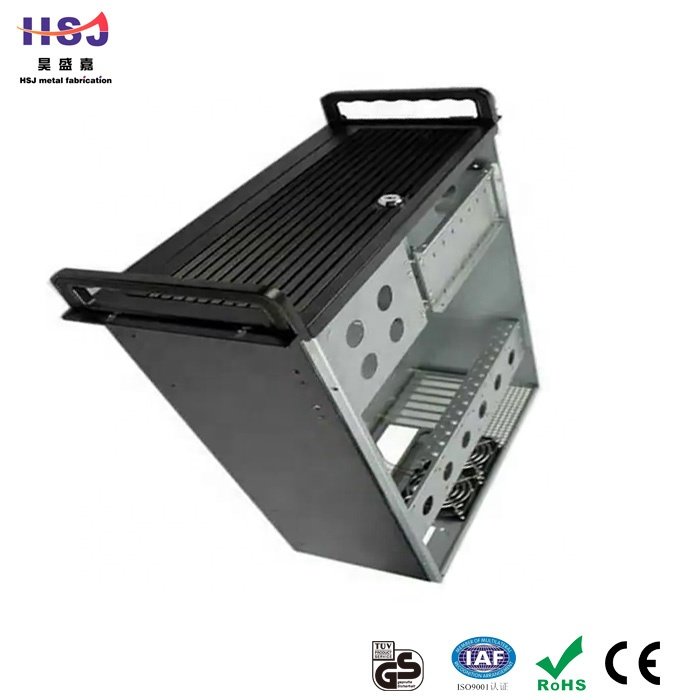 HSJ Factory custom sheet metal work fabrication case shell shaped metal shelf bracket stamping stainless steel welding bracket