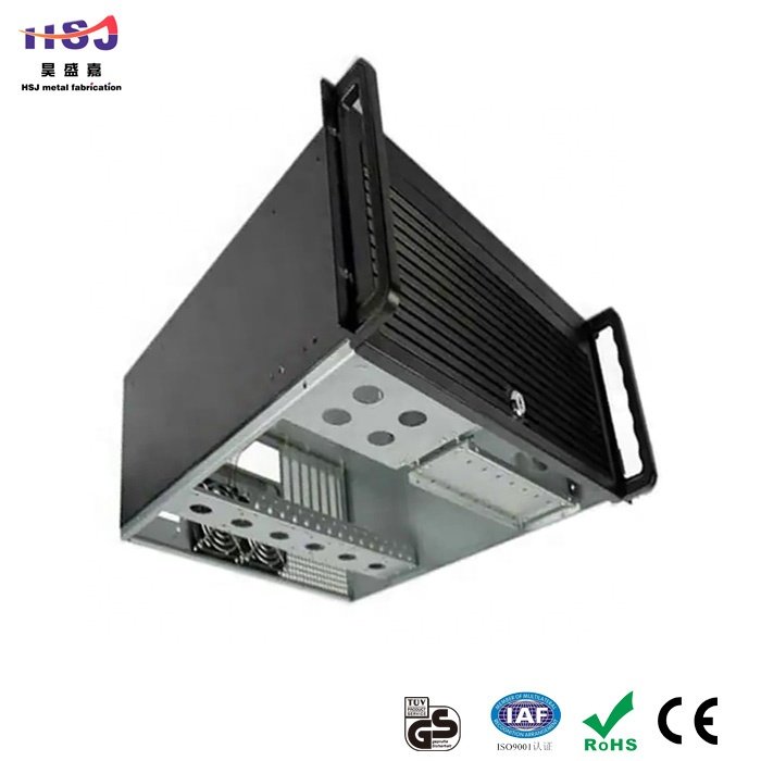 HSJ Factory custom sheet metal work fabrication case shell shaped metal shelf bracket stamping stainless steel welding bracket