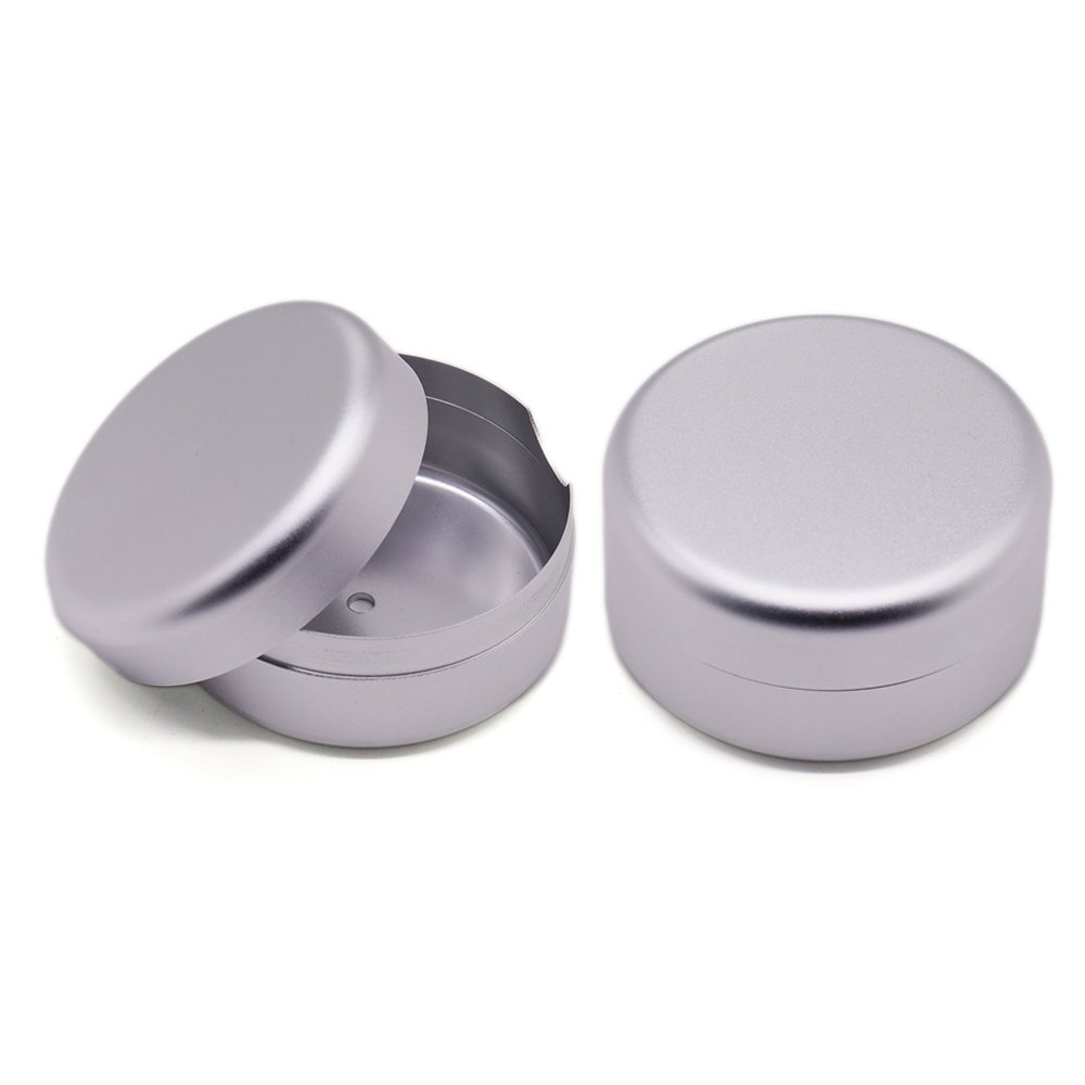 Silver Magnetic round Tin Containers for DIY Beard Balm Crafts Pills Geocaching Sheet Metal Fabrication