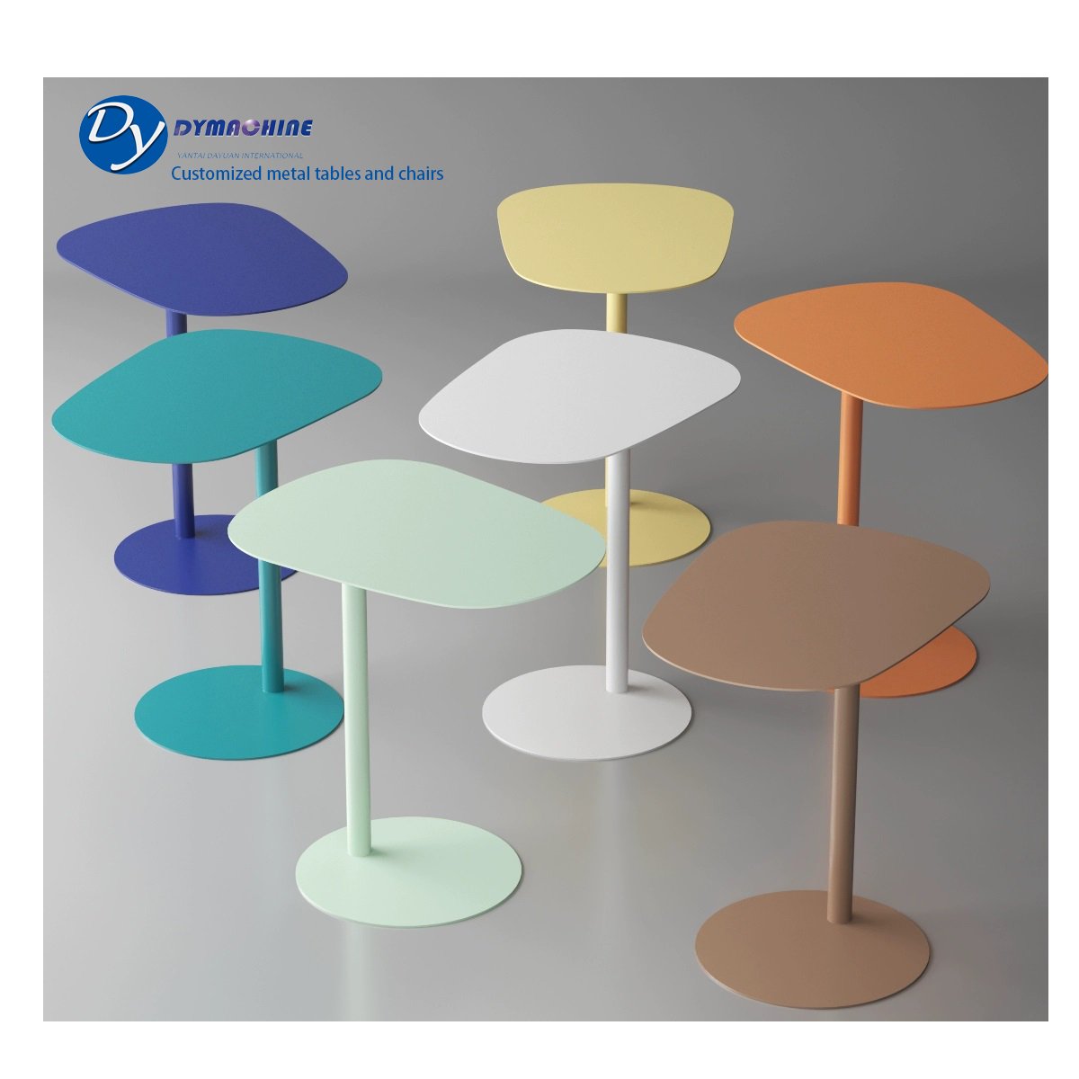Customized Creative Colorful and Uniquely Shaped Metal Tables Sheet Metal Fabrication