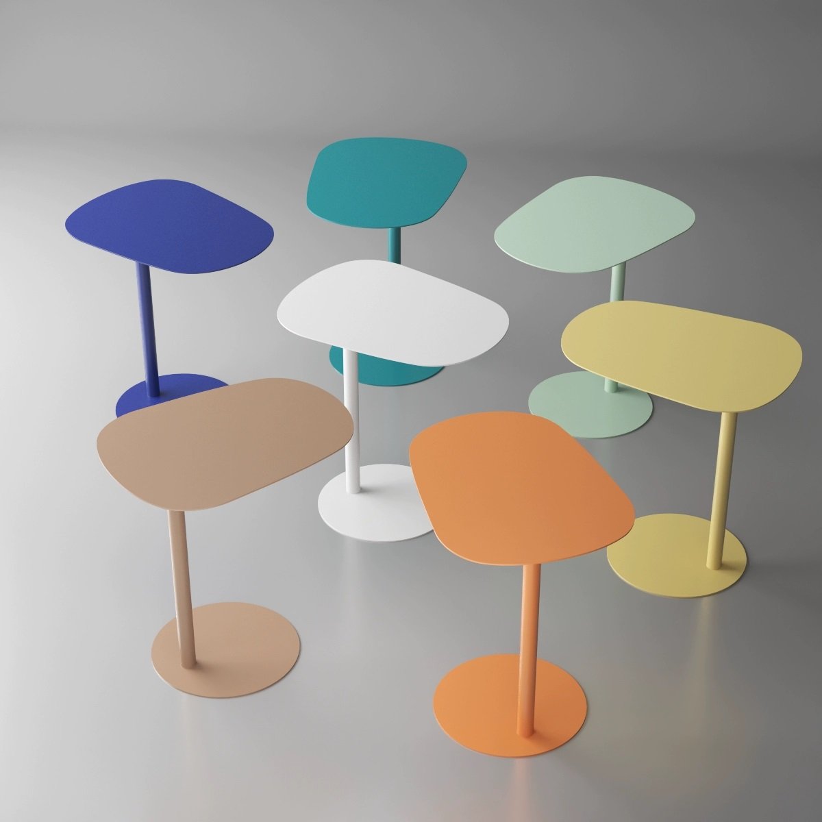 Customized Creative Colorful and Uniquely Shaped Metal Tables Sheet Metal Fabrication