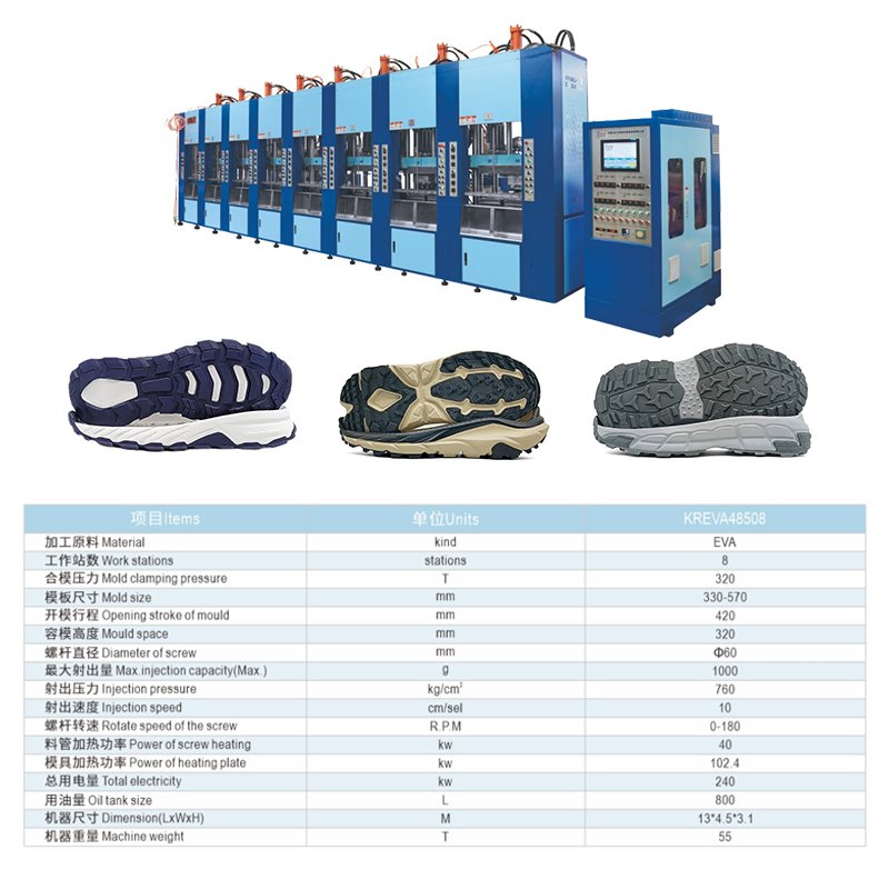 Two color EVA injection molding machine