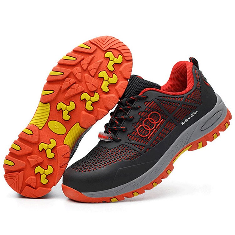 Breathable Flying Knit Light Weight Steel Toe Anti-static Protect Toe Anti-smash PVC Injection Moulding Machine Safety Shoes