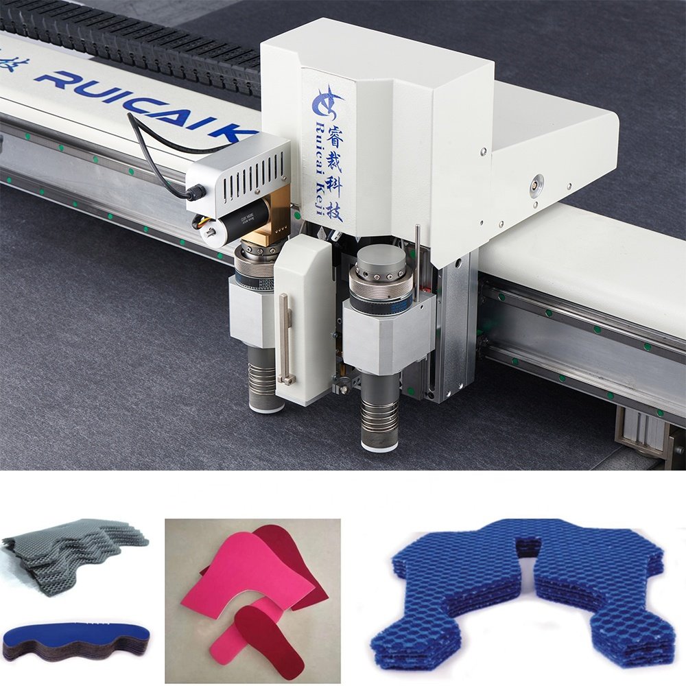 RUICAI production line cardboard board cutting machine leather polythene film cloth paper auto fabrics cutting machine