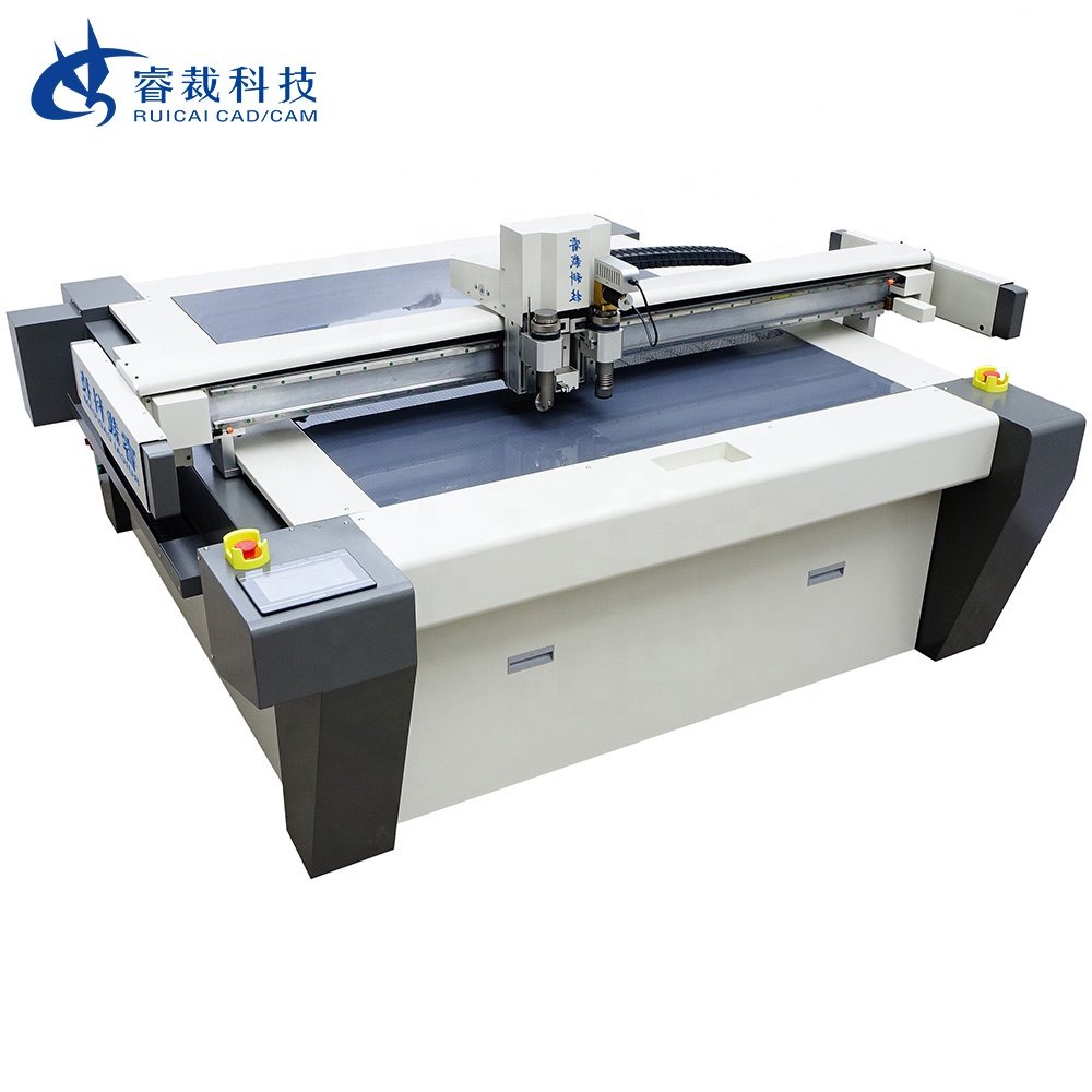 RUICAI production line cardboard board cutting machine leather polythene film cloth paper auto fabrics cutting machine