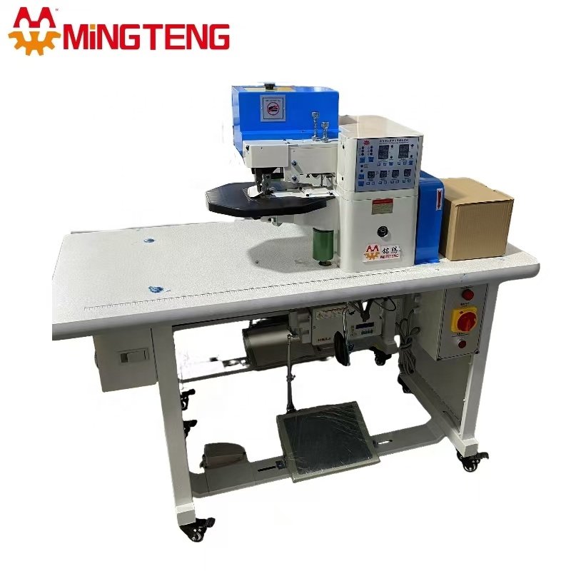 MT-929 Automatic high speed hot-cement pu leather shoe edge folding machines with bend automatic notch