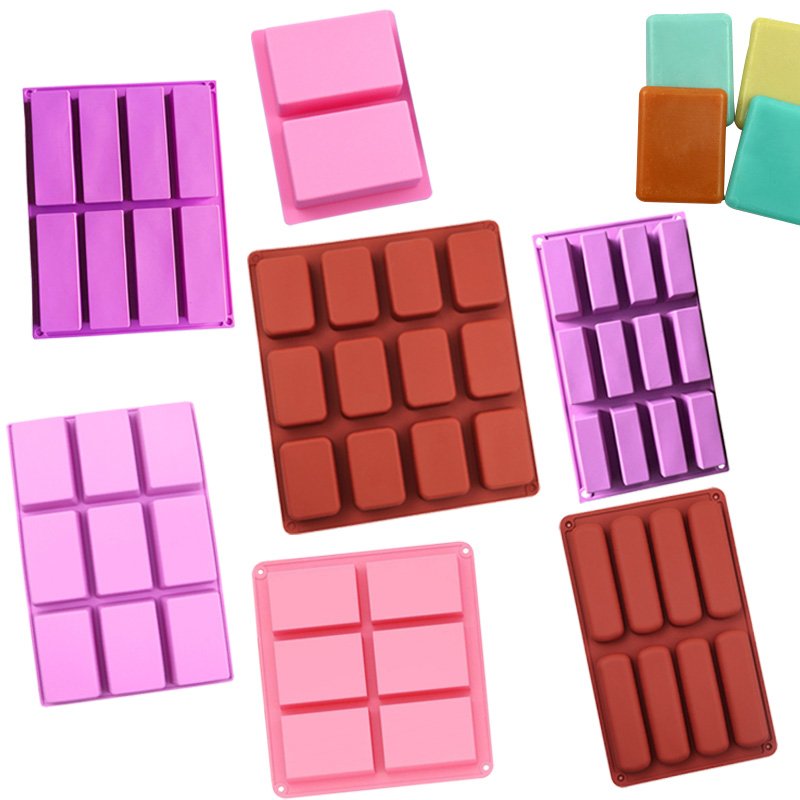 2 pcs Silicon Soap Molds 4 Cavity Custom Logo Making Candle Long Soap Tube Mold Silicone Soap Mold With Wooden Box With Lid