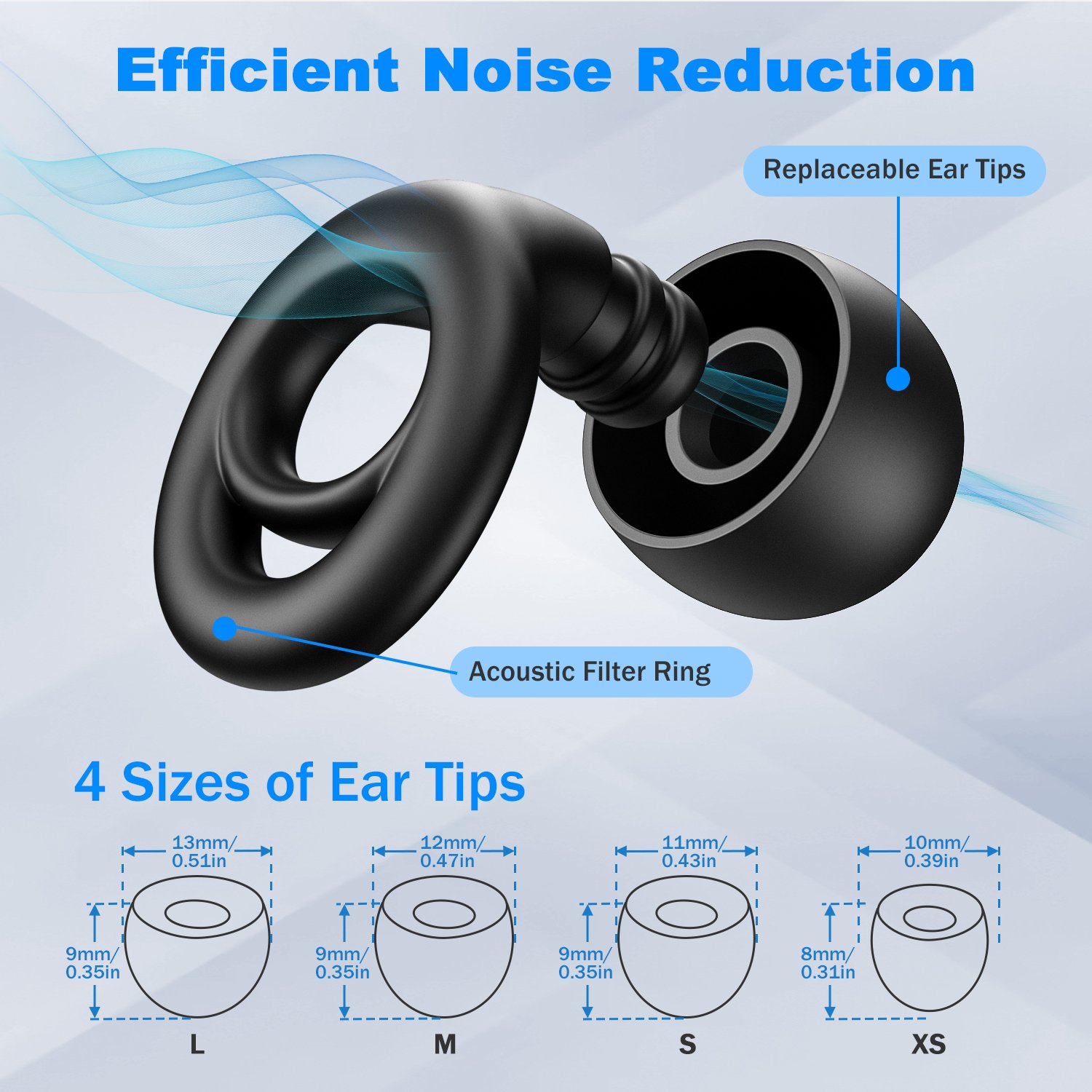 Wholesale 4 Sizes Silicone Noise Reduction Ear Plugs Noise Cancelling Ear Protection Earplugs for Sleep, Concerts, Work, Study