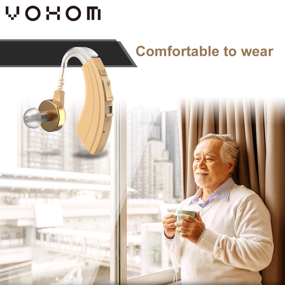 VOHOM Rechargeable Hearing Aid Mild to moderate Hearing Loss Invisible With Portable Charging Case Hearing Aids for Seniors