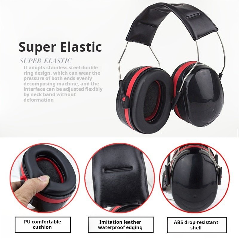 Comfortable Head-Mounted Earmuffs Noise-Canceling and Sound-Isolating for Hearing Protection