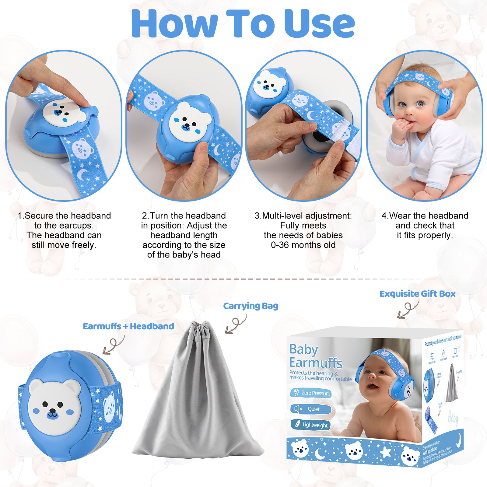 baby hearing protection 25dB noise protection ear defenders baby ear protection safety ear muff head protector for babies