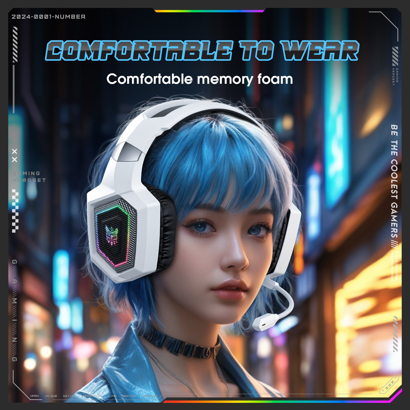 ONIKUMA GT806 HIFI Earphones BT V5.4 Wired Headphones Multi-Mode 2.4GHz RGB Noise-Cancelling Usb Headset With Microphone