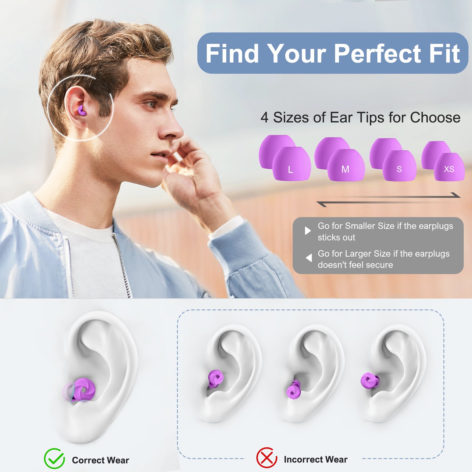 Silicone Earplugs Hearing Protection Soundproof Earplugs Reusable Noise Cancelling Sleeping Ear Plugs