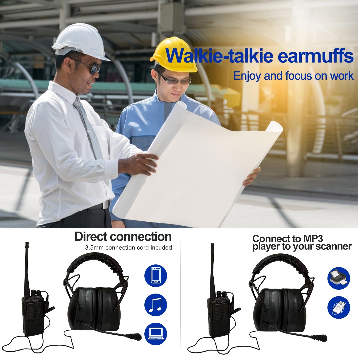 Professional tactical protective earmuffs intercom headphone hearing protection ear protection electronic earmuffs with intercom