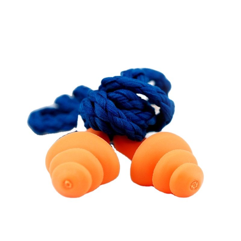 Soft And Corded Reusable Swimming Earplugs Silicone Orange Ear Plugs 1270 For Hearing Protection