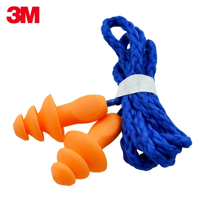 Soft And Corded Reusable Swimming Earplugs Silicone Orange Ear Plugs 1270 For Hearing Protection