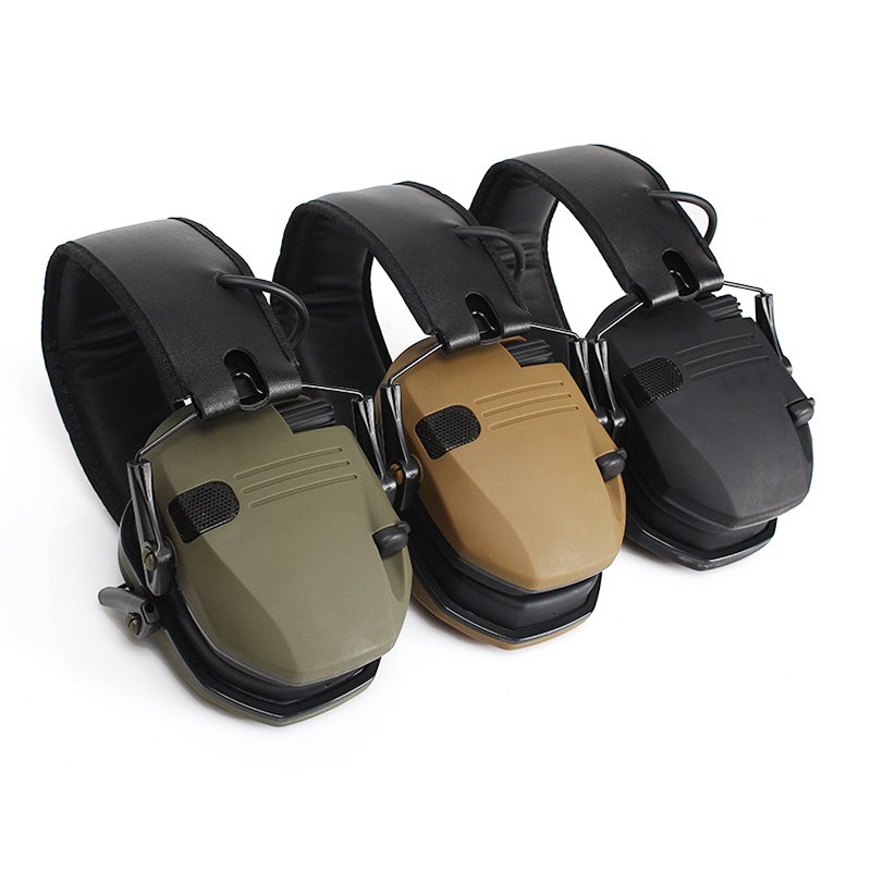 Lightweight Slim Electronic Quad Earmuff for Shooting Hunting ABS Noise Reduction Range Accessory Low Profile Hearing Protection