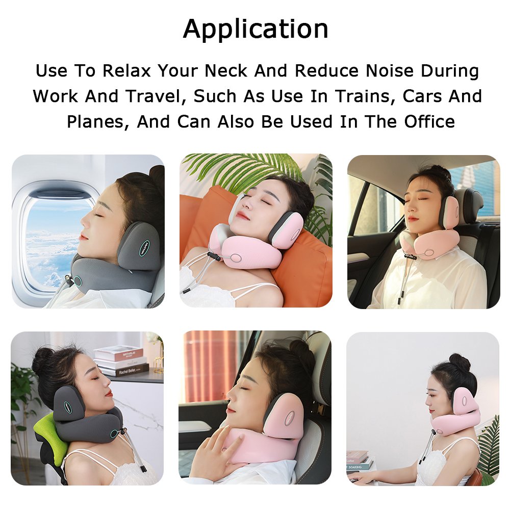 Office Travel Neck Pillow U-Shaped Headrest Silent Noise Reduction Cervical Memory Foam Pillow for Hearing Protection