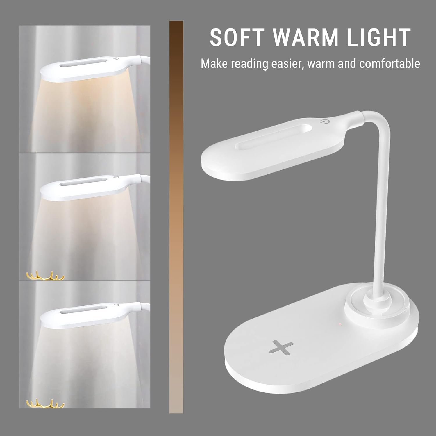 Smart Cute Eye protection Table Lamp For Bedroom Office Led Desk Portable Light Fast Charging 15W Wireless Charger