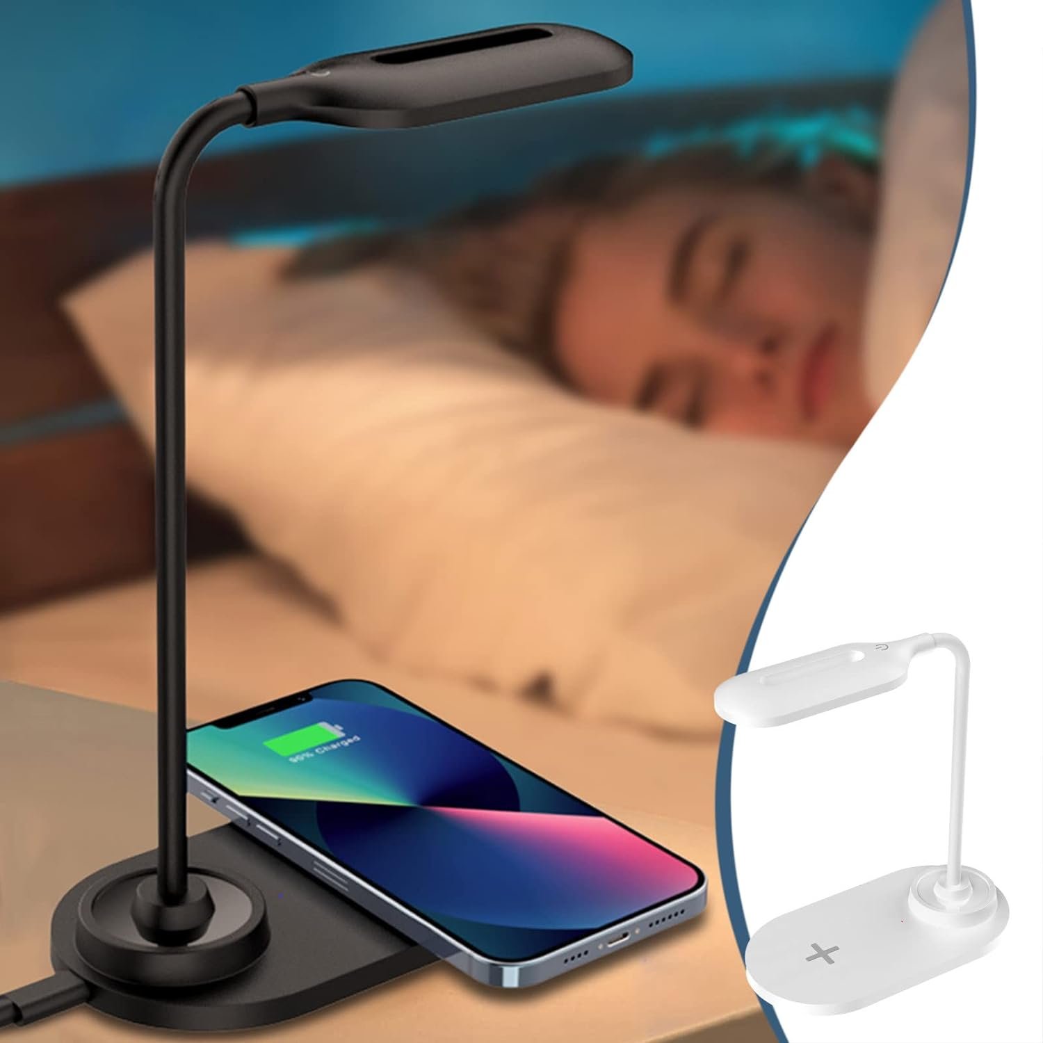 Smart Cute Eye protection Table Lamp For Bedroom Office Led Desk Portable Light Fast Charging 15W Wireless Charger