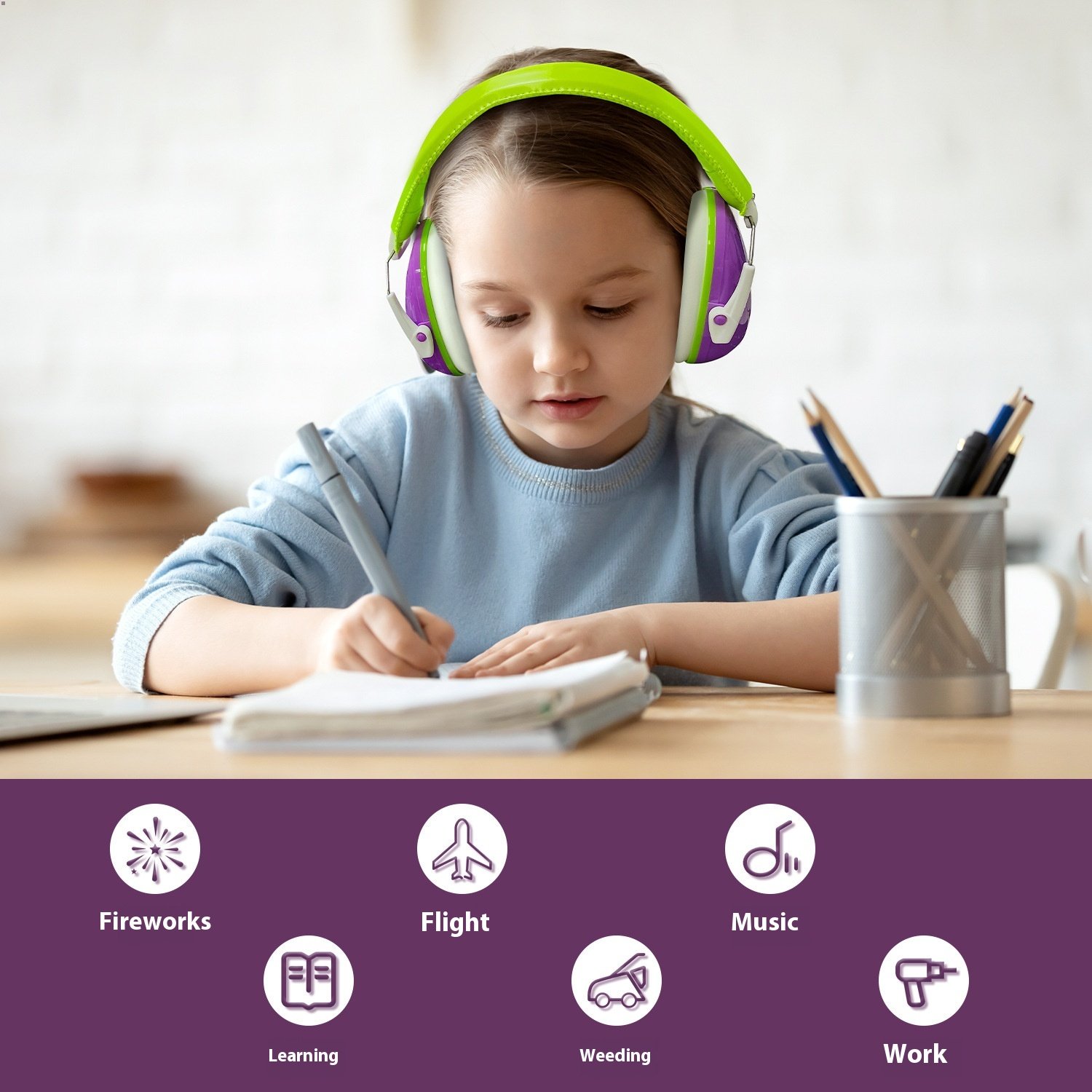 Cross-Border Kids' Stress Relief Sleep Learning Aids Anti-Noise Earmuffs Safety Noise Reduction Drum Shelf PU ABS Material
