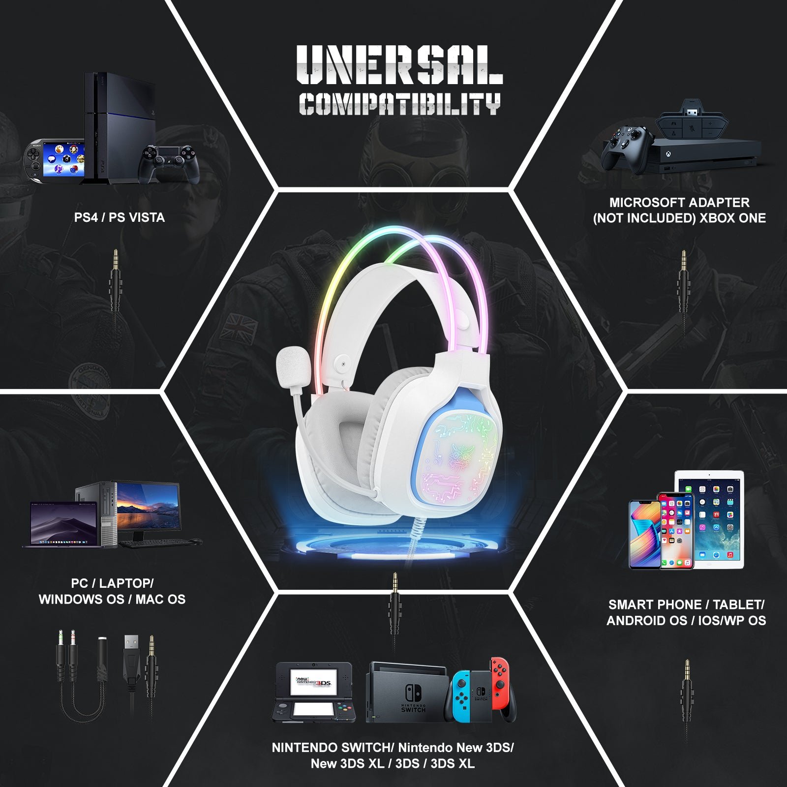 ONIKUMA X22 TWS High Quality Over-ear Stereo Headphones Soft Head Pad Wired Gaming Headsets with HD Mic