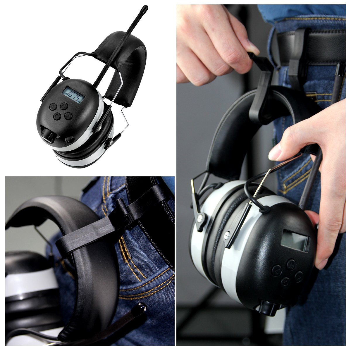 Grey Color Noise Reduction Hearing Protection Earmuffs AM FM Digital Ear Protection for Indoor Outdoor Construction Work