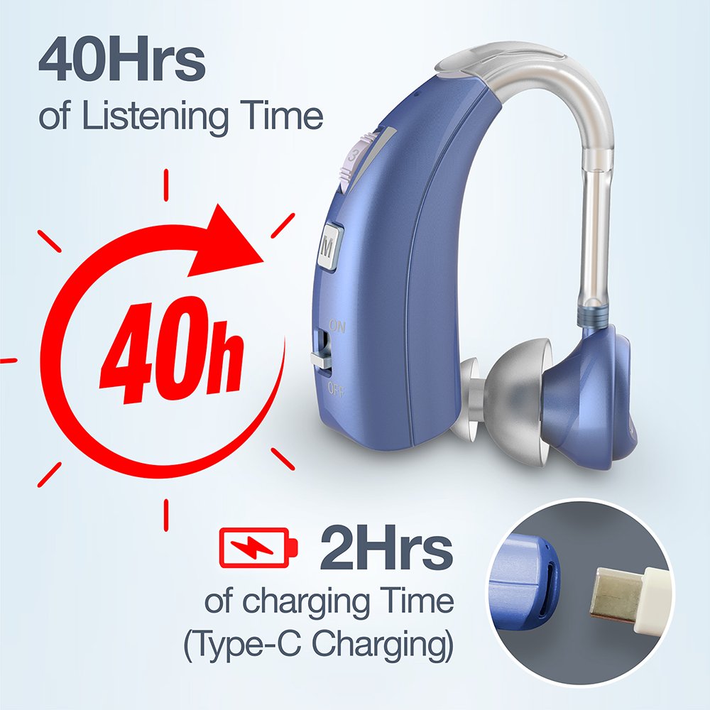 BTE Wireless USB Rechargeable Hearing Aids Earphone for the Deaf