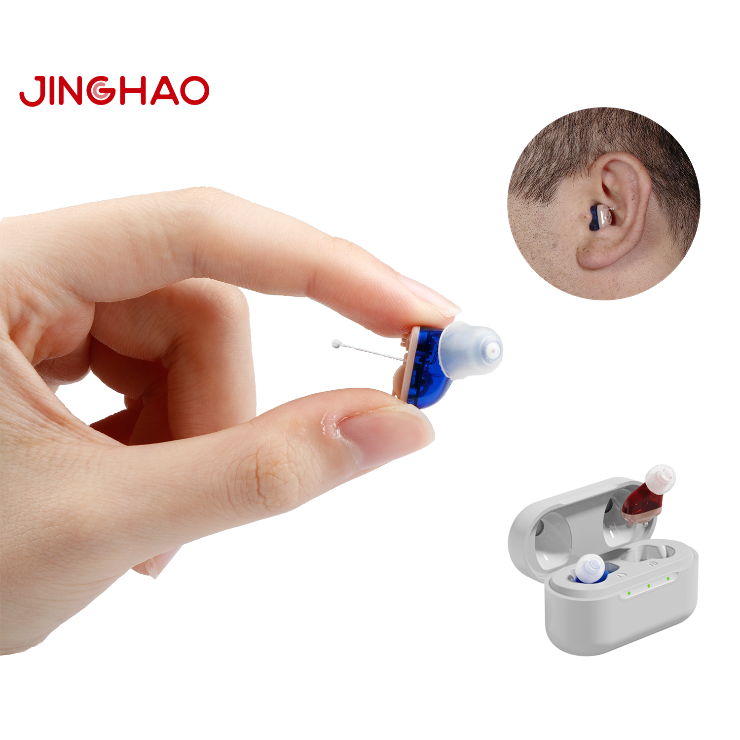JINGHAO CE ISO Portable Wholesale Rechargeable In The Ear Elderly Digital Hearing Aid