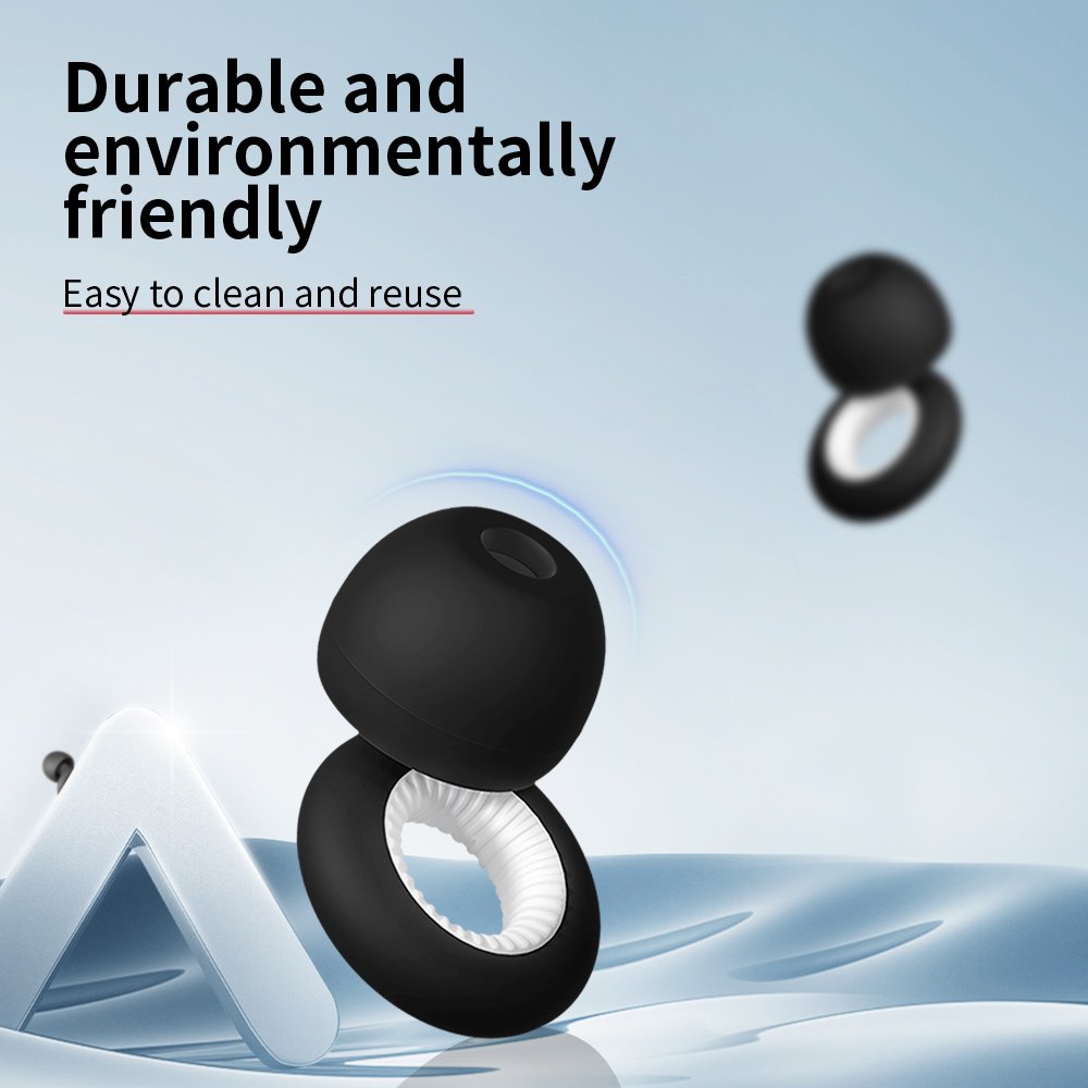 Reusable Sleep Noise Reduction Earplugs, Interchangeable Size and Washable Noise Reduction Earplugs, Silicone Earplugs