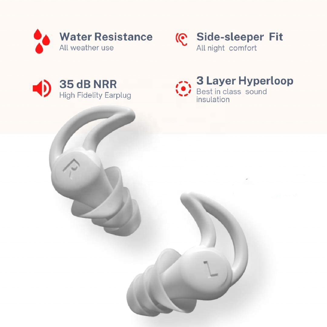 Skin- Friendly Reusable Silicone Earplugs Ear Plugs Hearing Protection Noise Cancelling Sleep Waterproof OEM Comfortable