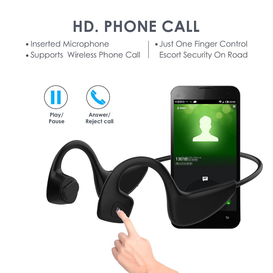 Bone conduction headphone sport wireless open ear earphones hearing impaired headset for sports gym driving