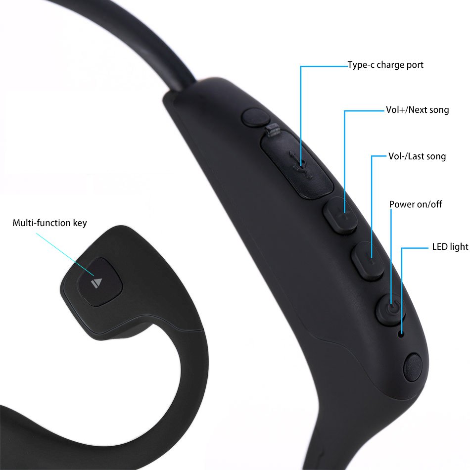 Bone conduction headphone sport wireless open ear earphones hearing impaired headset for sports gym driving